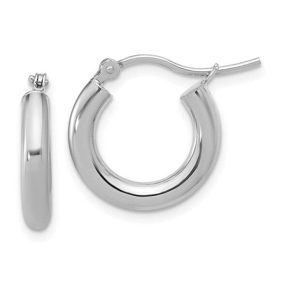 3mm x 16mm (5/8 Inch) Round Hoop Earrings in 14k White Gold
